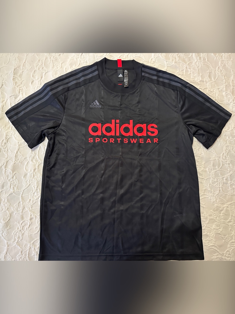 adidas Black Short Sleeve Tee with Red Logo
